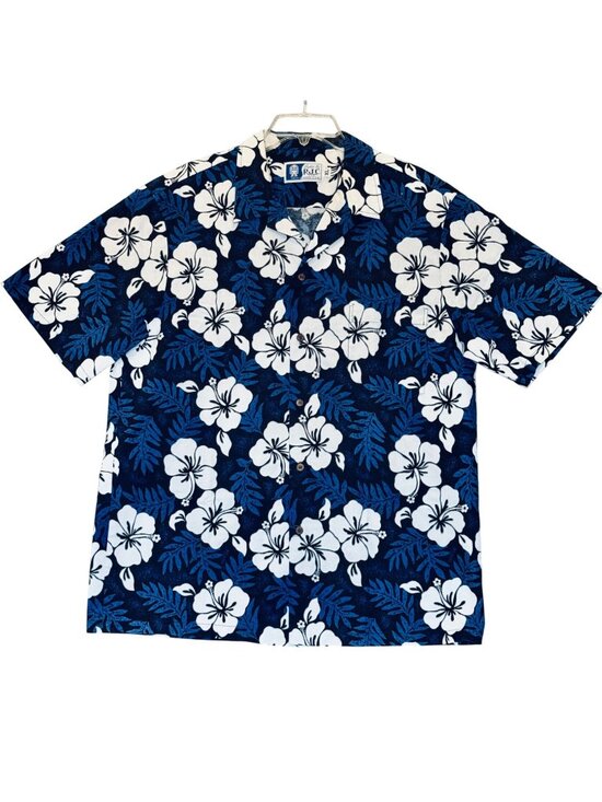 RJC Other - RJC Men's Aloha Shirt Size XL Blue Floral Hibiscus Tropical Beach Hawaii USA EUC